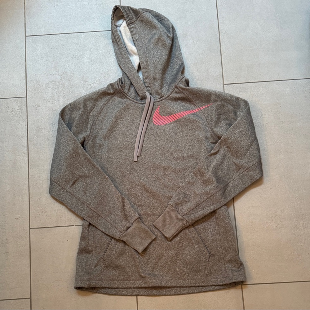 Nike Hoodie in Gray with Pink Swoosh